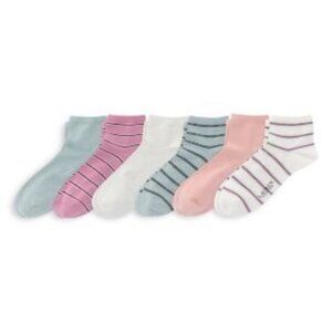 24$ Polo Ralph Lauren 6 Pairs Shirting Striped Ankle Length Socks Sizes 9-11